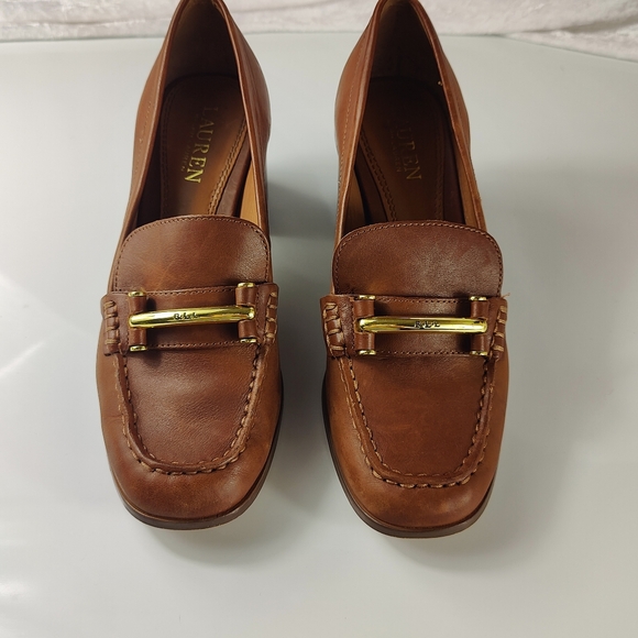 Ralph Lauren Dalena Brown Bit Loafers with Block Heels 7B - Picture 2 of 12